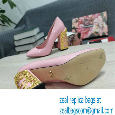 Dolce  &  Gabbana Logo Heel 10.5cm Patent leather Pumps Light Pink 2022